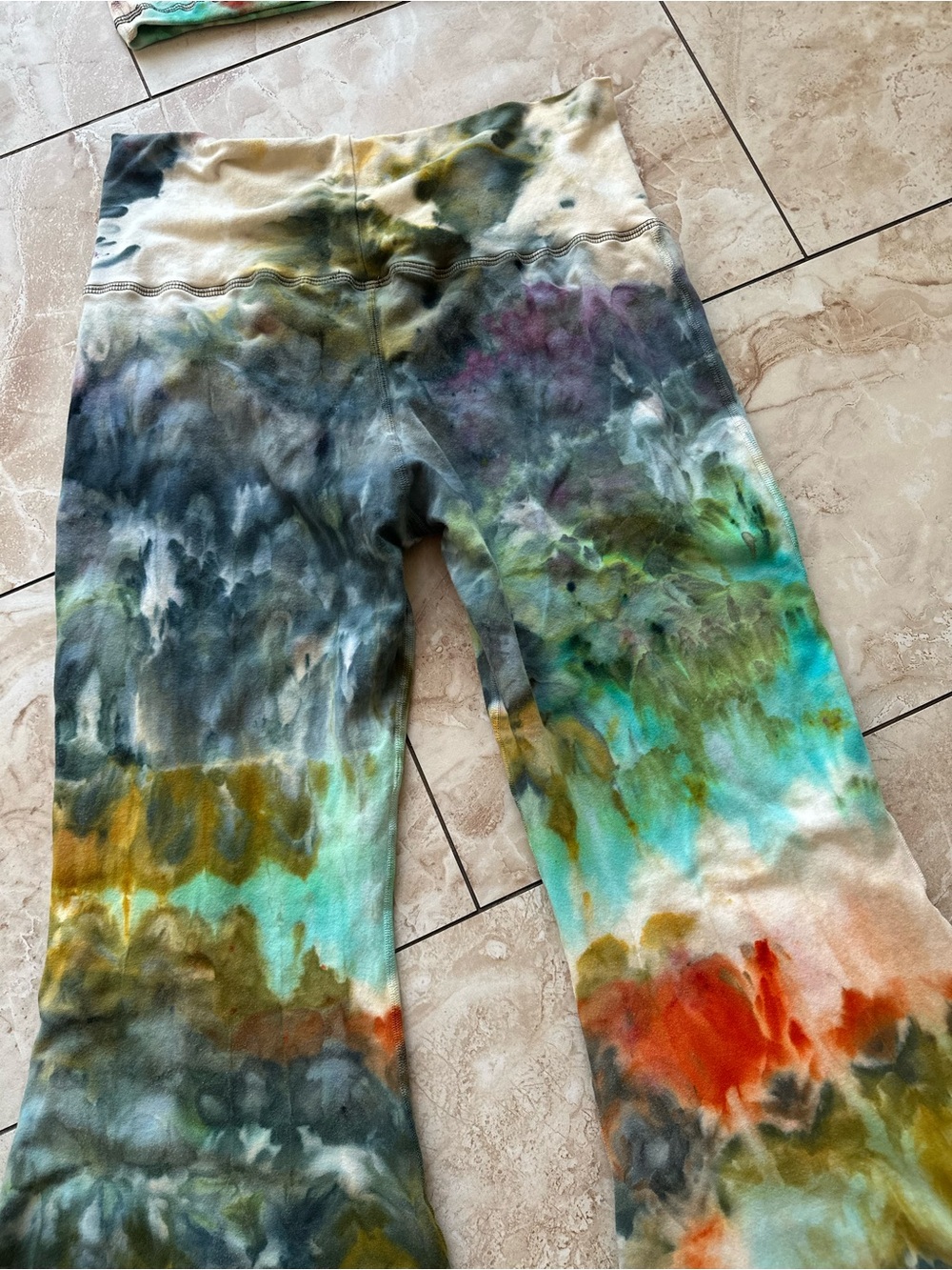 Tie-Dye cotton Crop Top & Flare Pants Set - Multicolor size large teeki fit - Picture 11 of 16